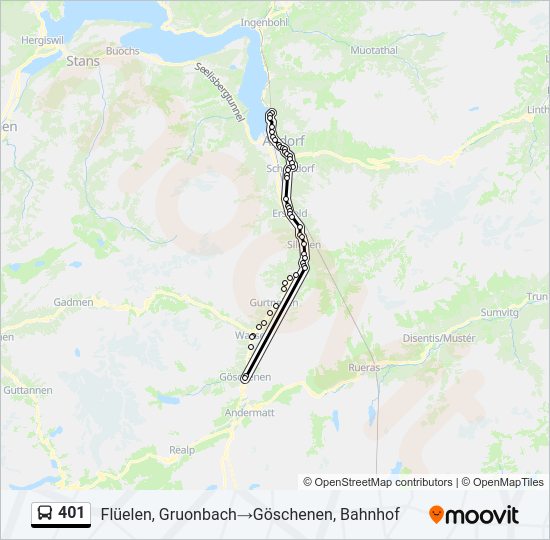 Plan de la ligne 401 de bus