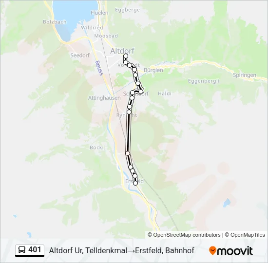 Plan de la ligne 401 de bus
