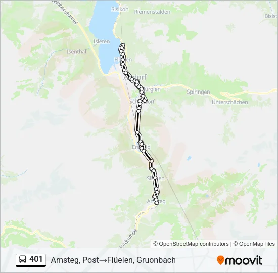 Plan de la ligne 401 de bus