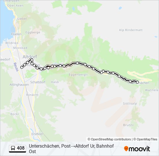 Plan de la ligne 408 de bus