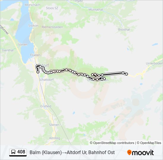 Plan de la ligne 408 de bus