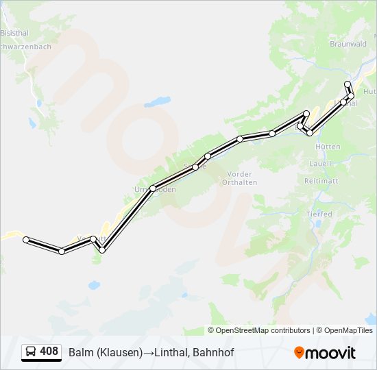 Plan de la ligne 408 de bus