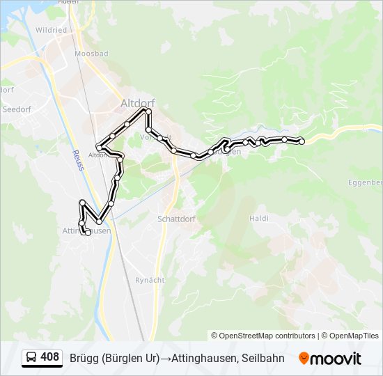 Plan de la ligne 408 de bus