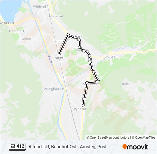 Plan de la ligne 412 de bus