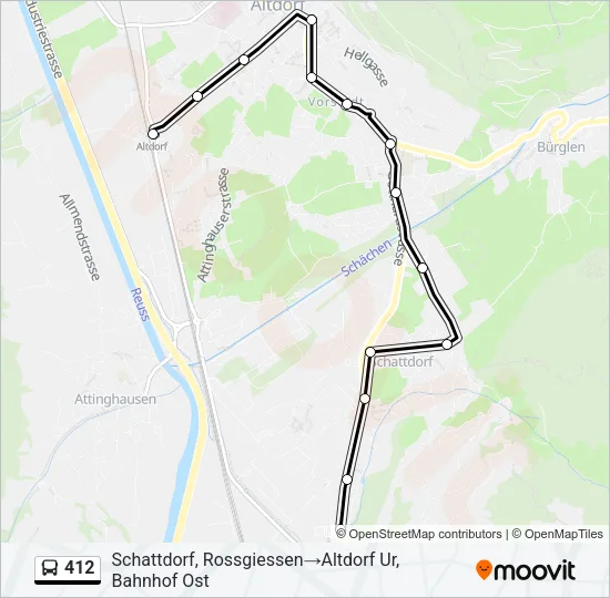 Plan de la ligne 412 de bus
