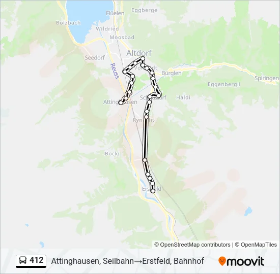 Plan de la ligne 412 de bus