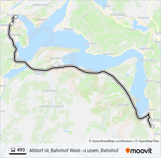 Plan de la ligne 493 de bus