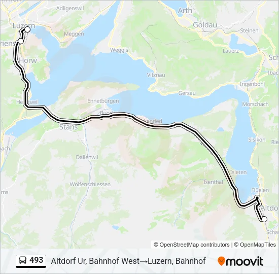 493 Bus Line Map