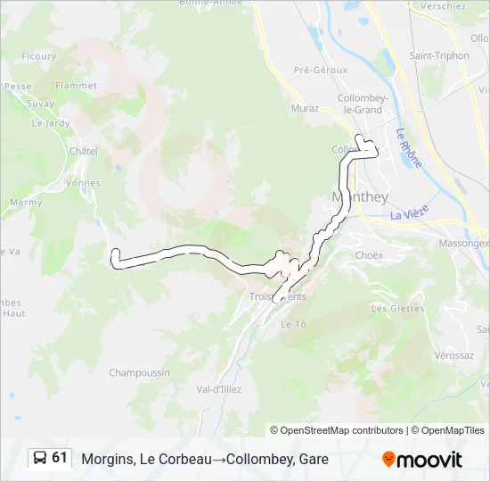61 Bus Line Map