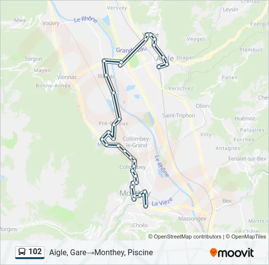 Plan de la ligne 102 de bus