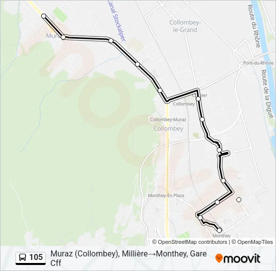 105 Bus Line Map
