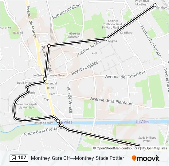 107 Bus Line Map