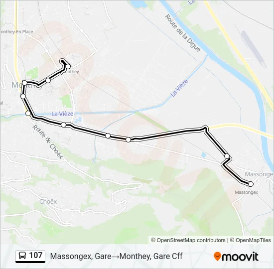 107 Bus Line Map