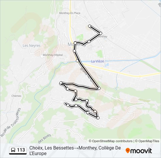 113 Bus Line Map