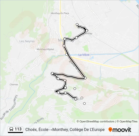 113 Bus Line Map