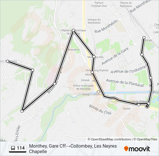 114 Bus Line Map