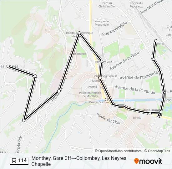 114 Bus Line Map