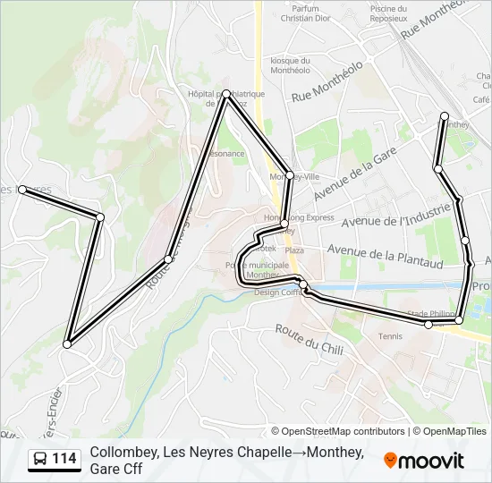114 Bus Line Map