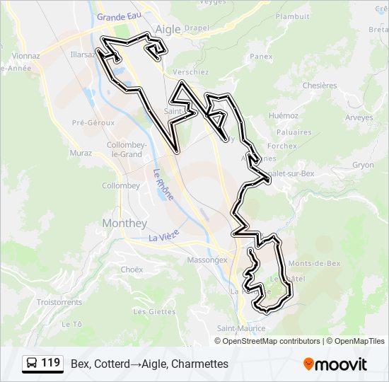 Plan de la ligne 119 de bus