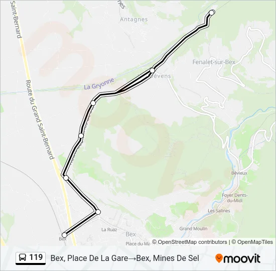 Plan de la ligne 119 de bus