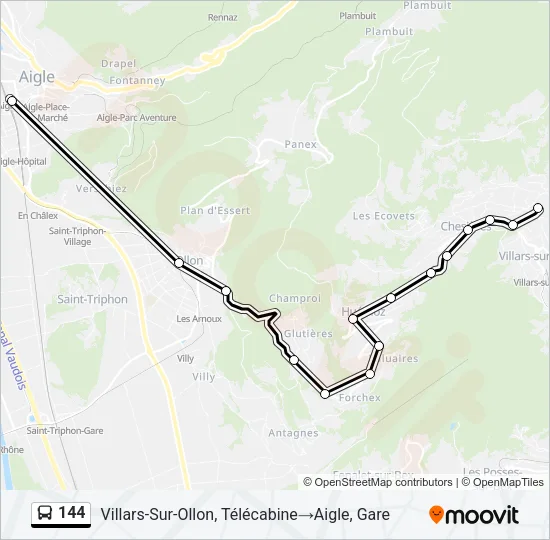 Plan de la ligne 144 de bus
