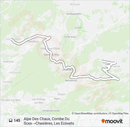 Plan de la ligne 145 de bus