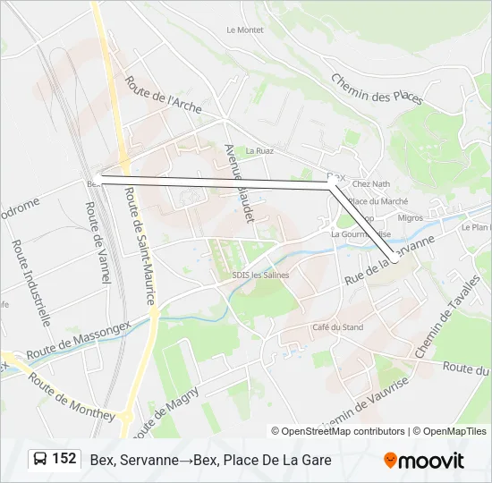 Plan de la ligne 152 de bus