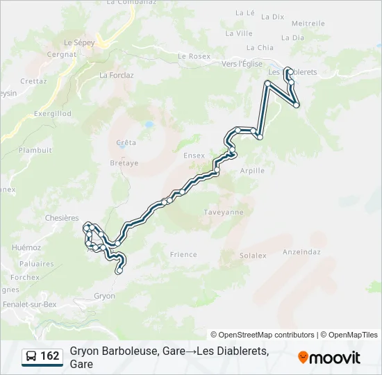 Plan de la ligne 162 de bus