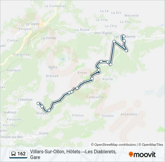 Plan de la ligne 162 de bus