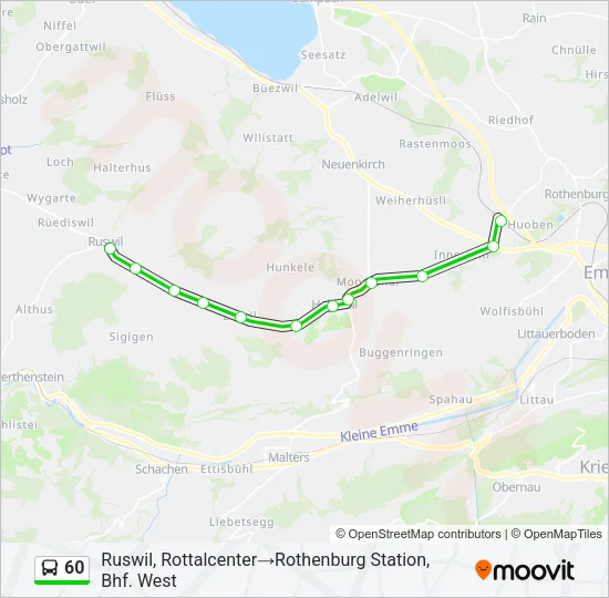 Plan de la ligne 60 de bus