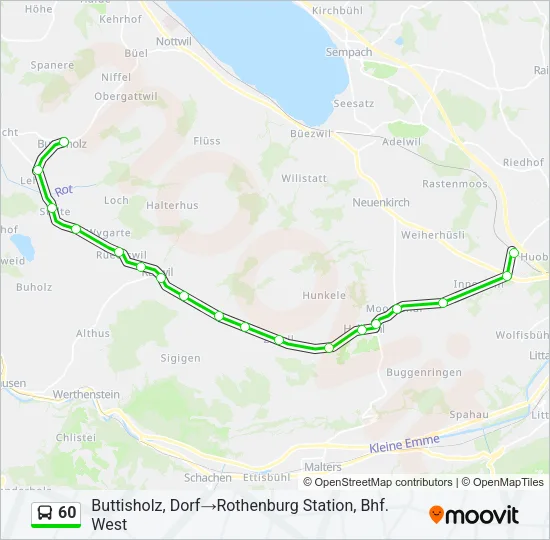 Plan de la ligne 60 de bus