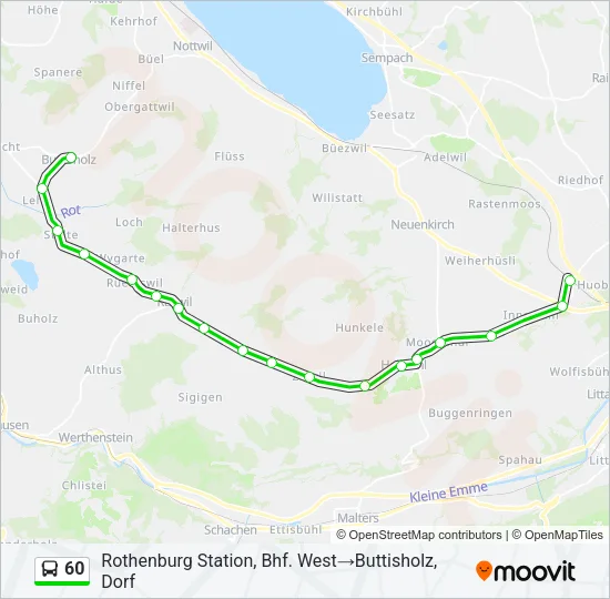 Plan de la ligne 60 de bus