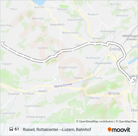 Plan de la ligne 61 de bus