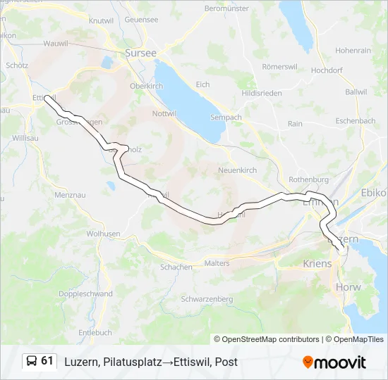 Buslinie 61 Karte