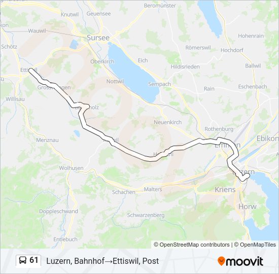 61 Bus Line Map