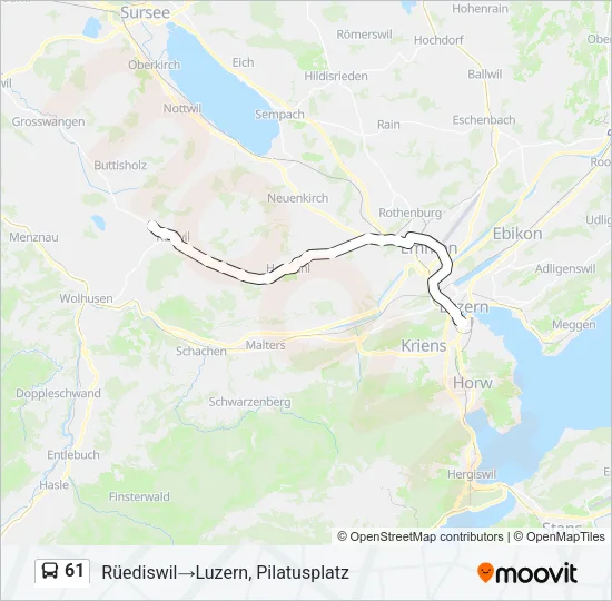 Plan de la ligne 61 de bus