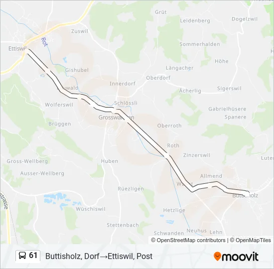 Buslinie 61 Karte