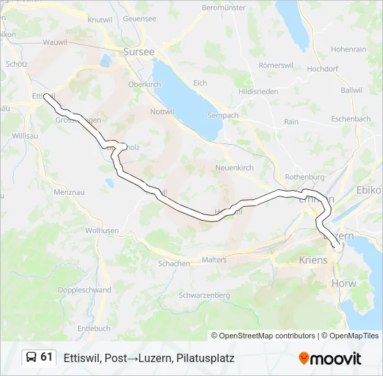 Plan de la ligne 61 de bus