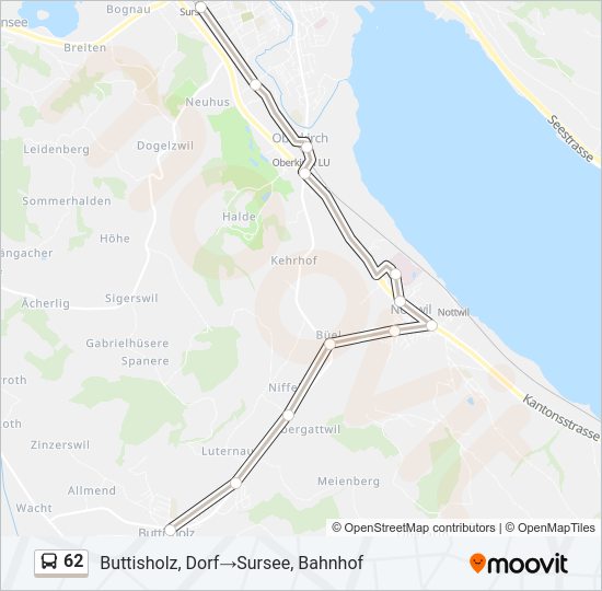 62 Route: Schedules, Stops & Maps - Buttisholz, Dorf‎→Sursee, Bahnhof ...