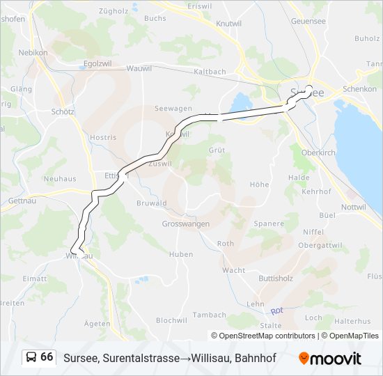 66 bus Line Map