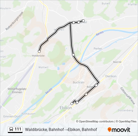 111 bus Line Map