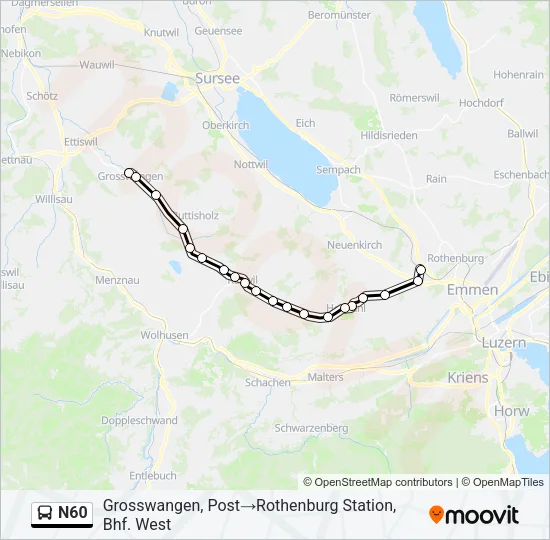 N60 Bus Line Map
