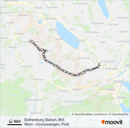 N60 Bus Line Map