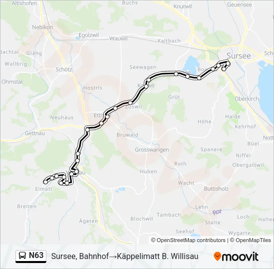 N63 Bus Line Map