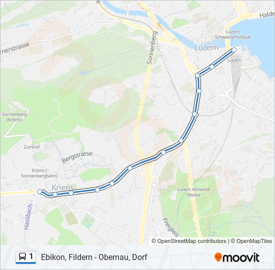 Plan de la ligne 1 de bus