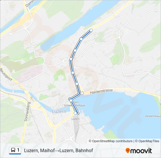 Plan de la ligne 1 de bus