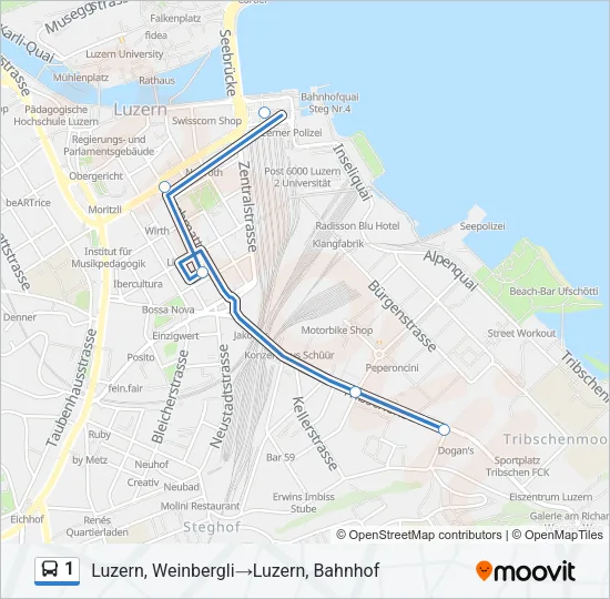Plan de la ligne 1 de bus