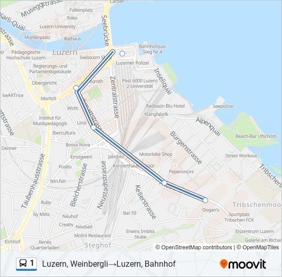 Plan de la ligne 1 de bus