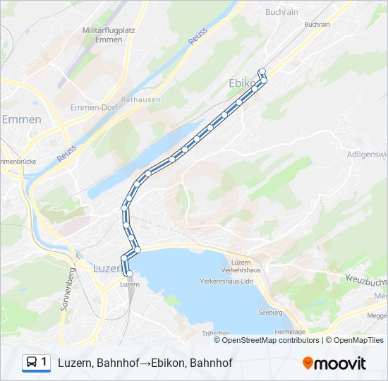 Plan de la ligne 1 de bus