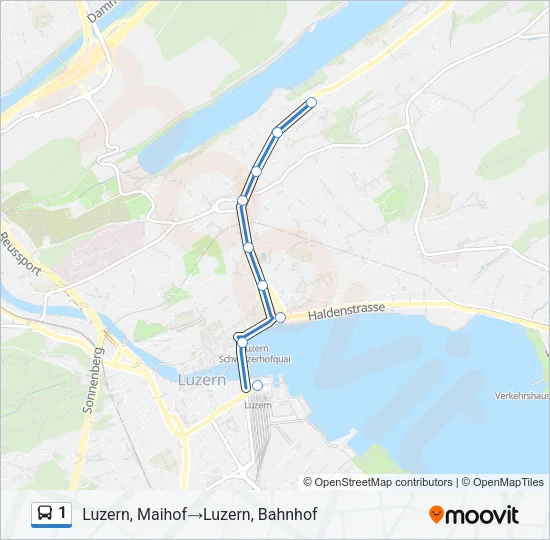 Plan de la ligne 1 de bus